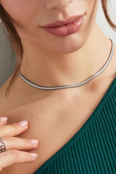 Collar plano con estampado - plata-4.0MM h5 Imagen4